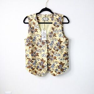 Nuckertuck Yellow Floral Tailored Vest - Spring Garden - Size Medium